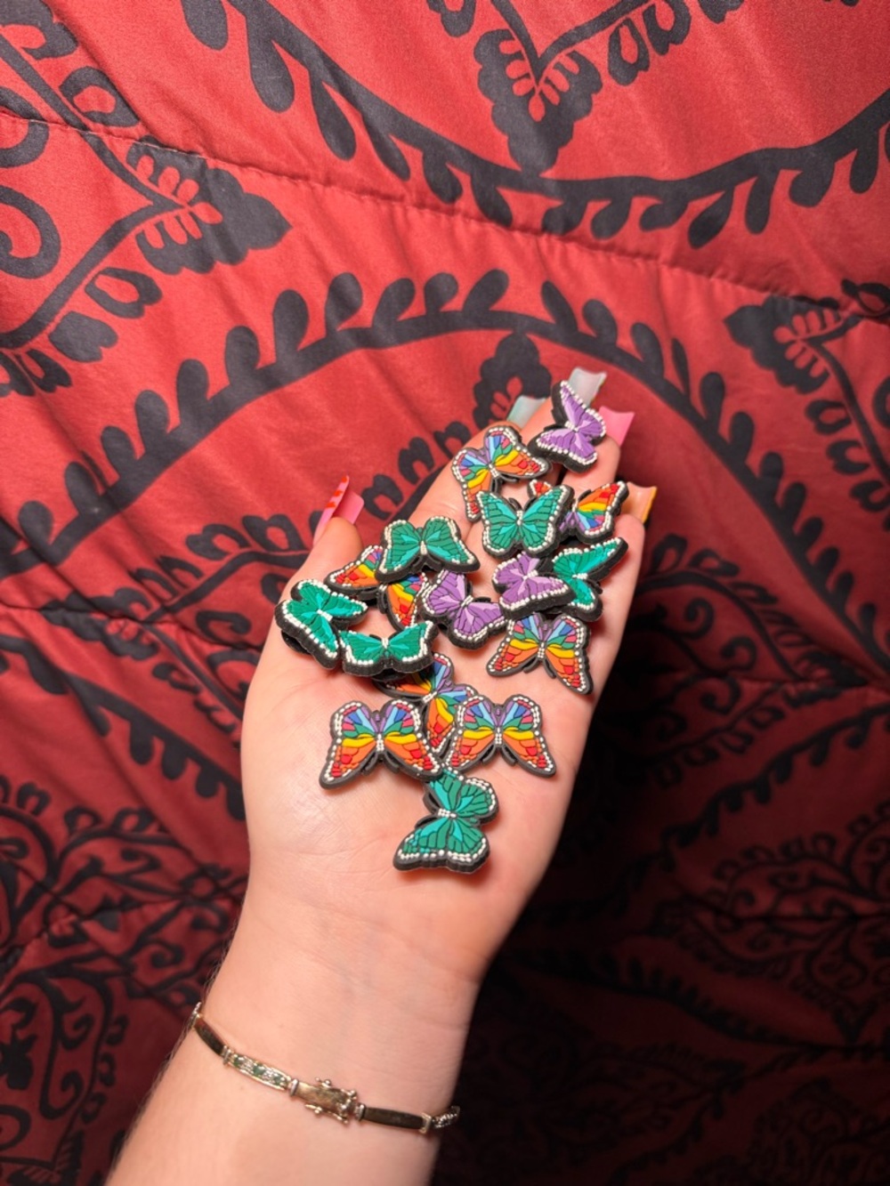 Bundle of 16 Colorful Butterfly Croc Charms